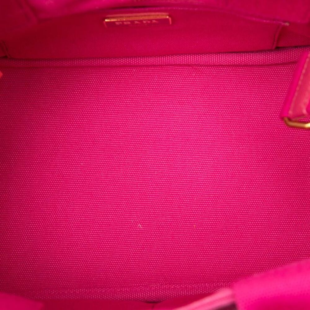 Pre Loved prada Canvas Tote Bag Women Pink Satchel - Picture 4 of 7